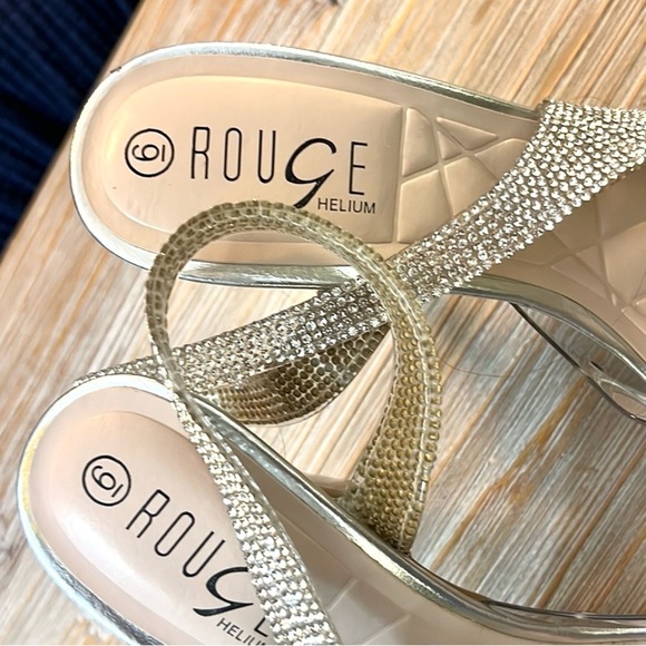 Rouge,Helium Gold Stiletto Heels, Slip-On Comfort, Rhinestone Bling, EUC, Size 6 - Picture 7 of 8